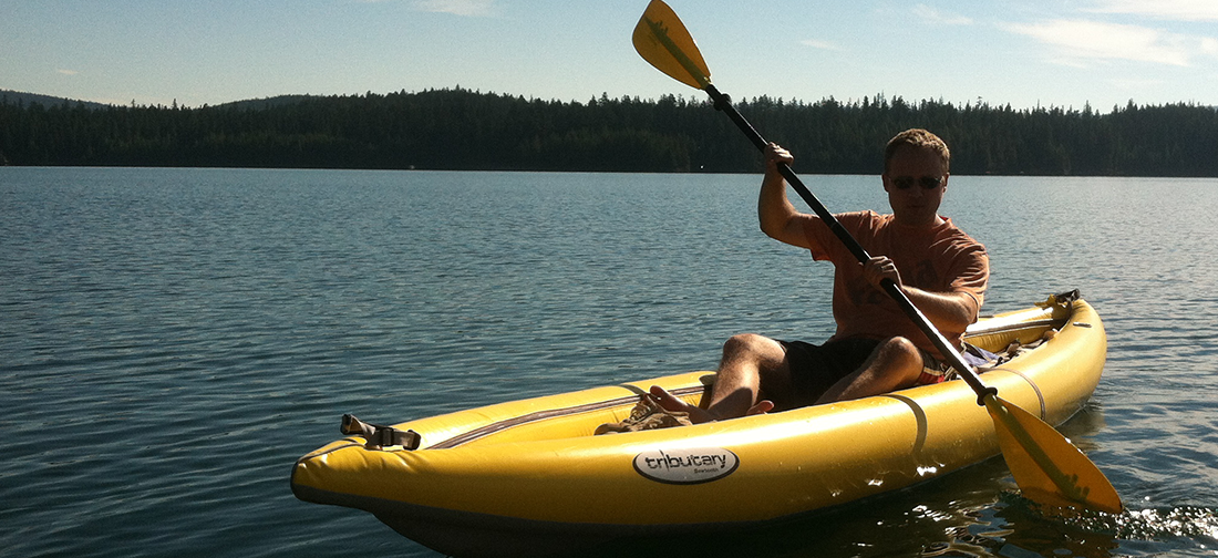 Person enjoying a water adventure with inflatable watercraft rentals in Portland, Oregon from Oregon River Rentals.